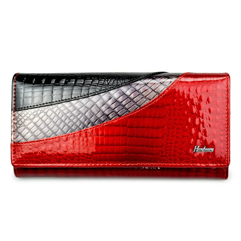 

High quality leather women wallets long crocodile skin fashion clutch purses with clasp