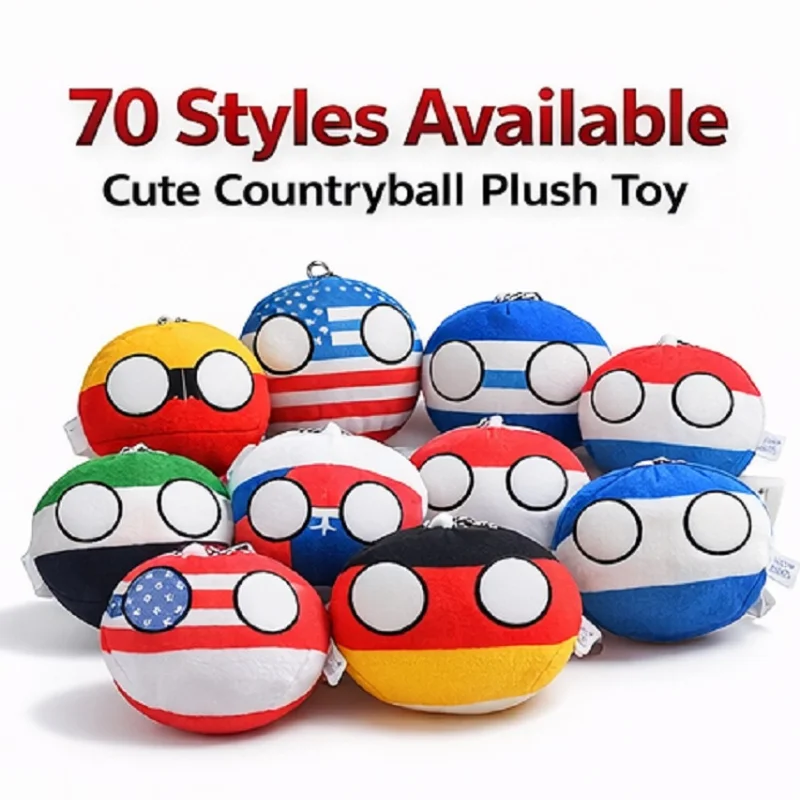 70 Styles Countryball Plush Toy 10cm World Flag Ball Keychain Pendant Cute Polandball Stuffed Doll Kids Gift