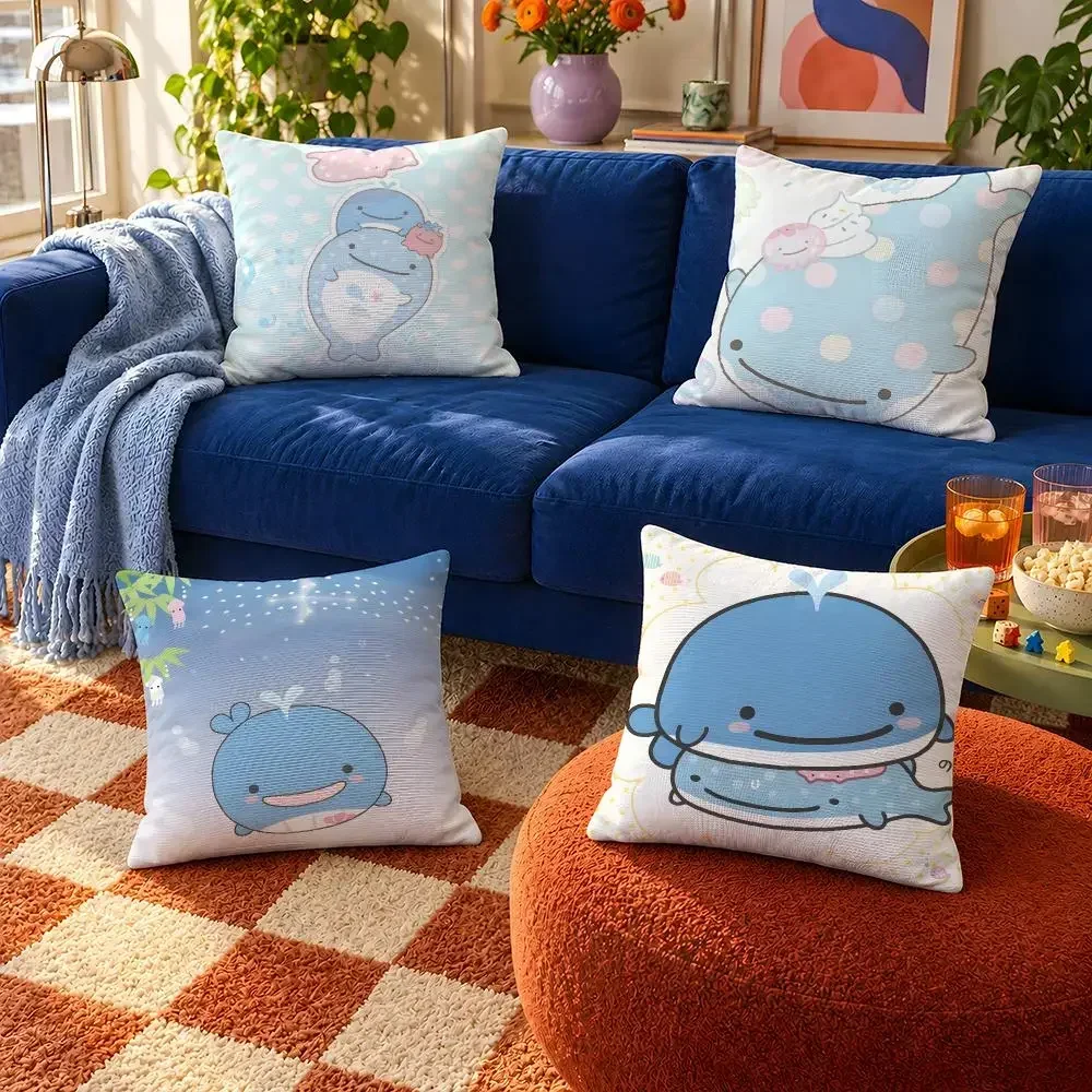 Cover Throw Pillow Cover Whale Soft Cute Short Plush Shark Case Jinbesan For Sofa Bedroom Cozy Home Decor Character