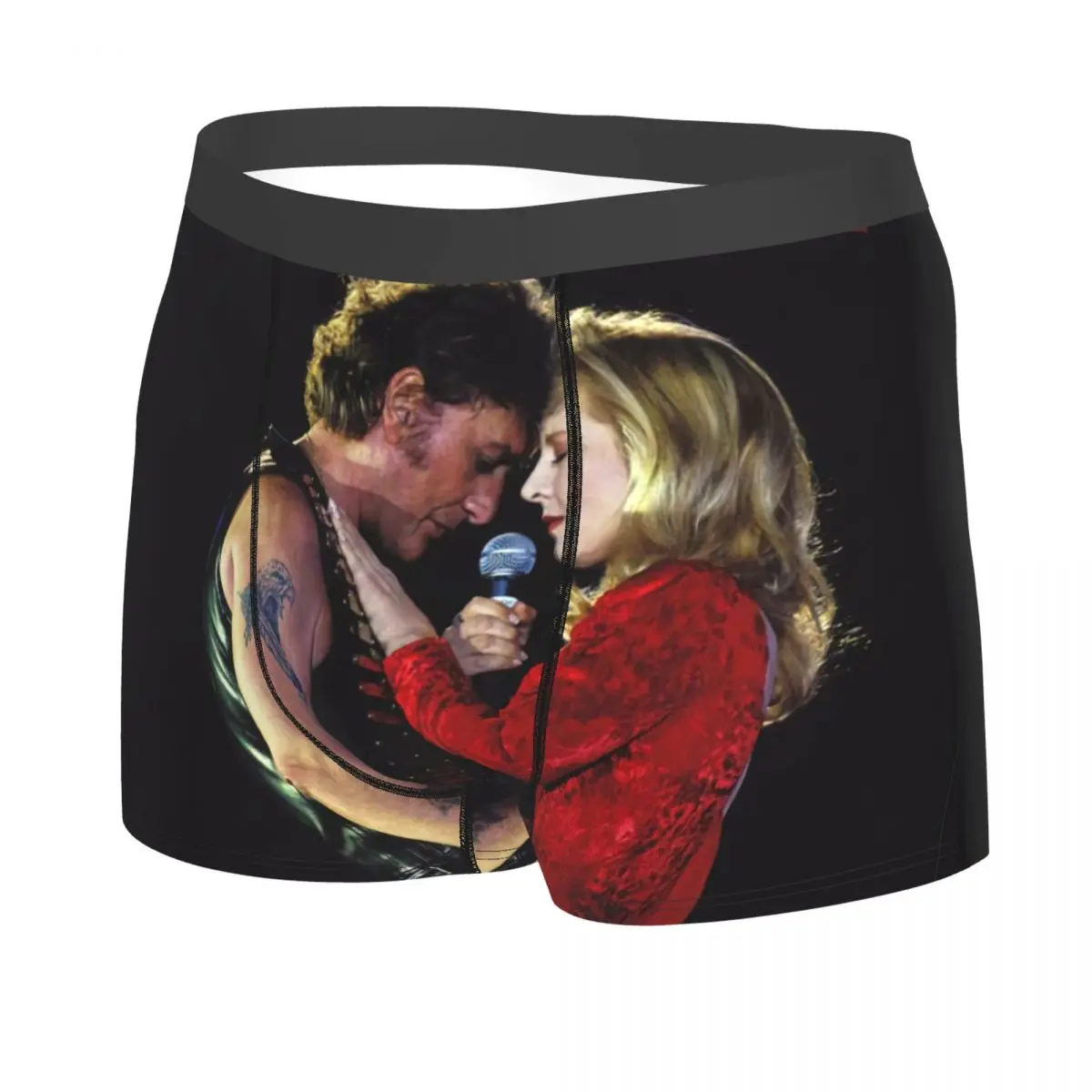 Custom Johnny Hallyday And Audrey Dana Underwear Men Stretch French France Rock Music Singer Boxer Briefs