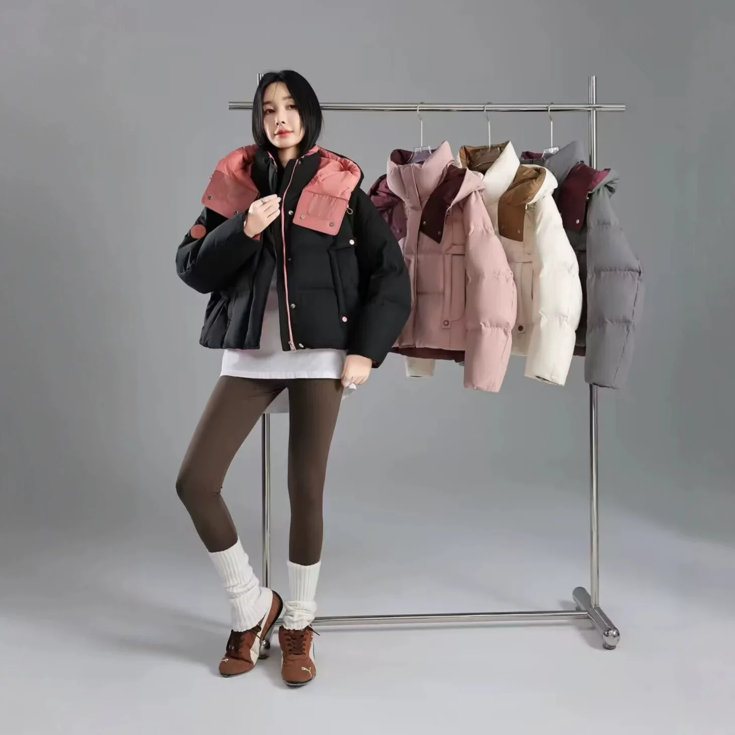 Winter Down Jacket Women Chic Loose Long Sleeve Casual Zipper Female Coat 2026 Winter Commute Outwear Tops