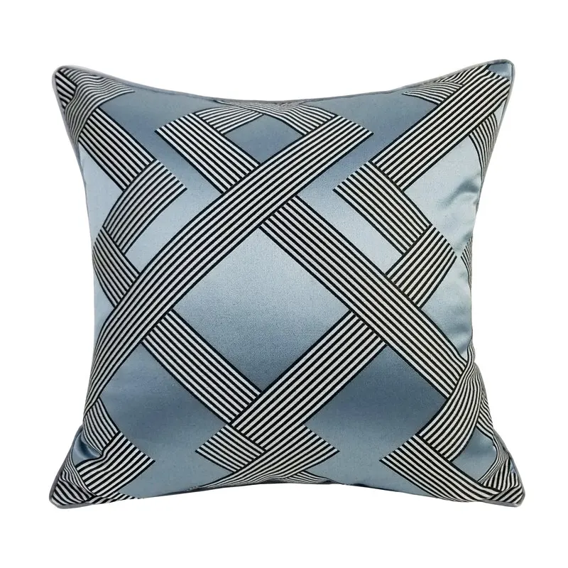 Modern Khaki Geometric Woven Jacquard Home Throw Customized Cushion Cover Decorative Square Custom Pillow Case 45 x 45 cm