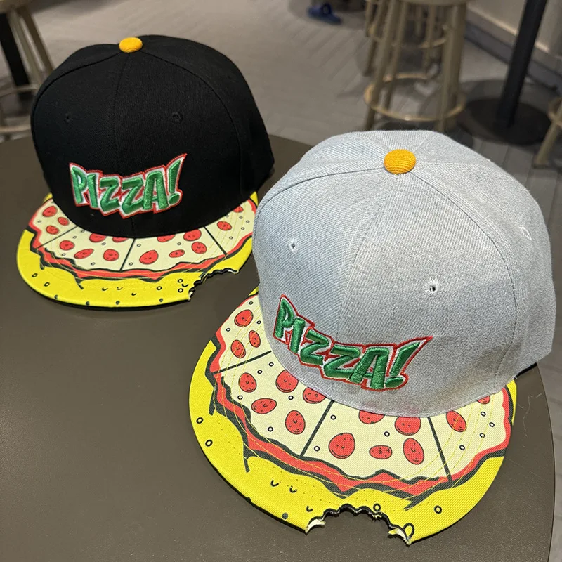 

Unisex Letter Embroidery Pizza Printing Hip-hop Hats Outdoor Adjustable Fashion Casual Baseball Caps Sunscreen Hat Trucker Hats