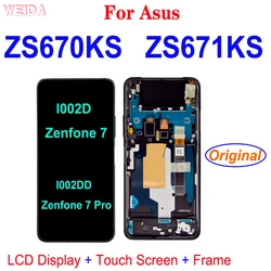 Tela de toque original do LCD, quadro de montagem para Asus Zenfone 7 Pro, ZS670KS, I002D, ZS671KS, I002DD, 6,67