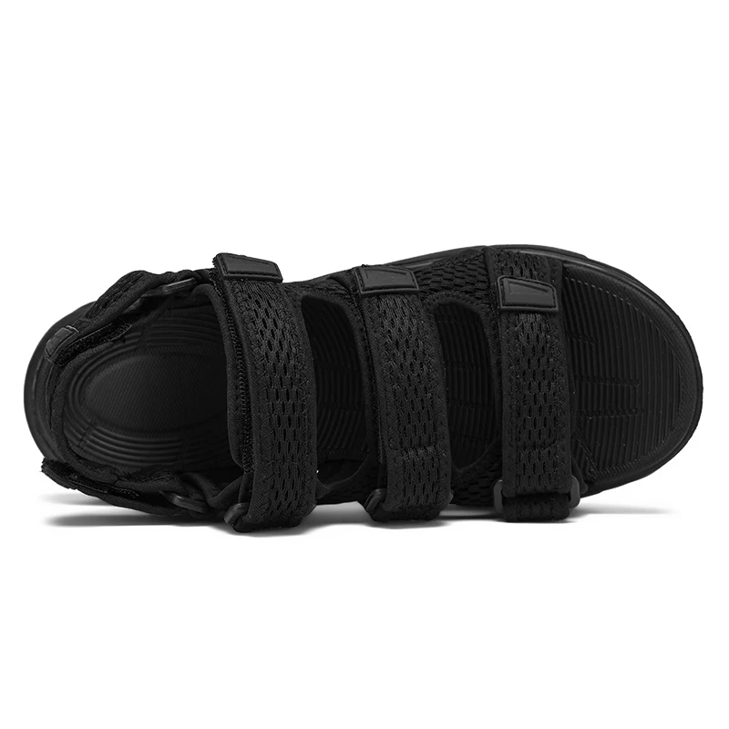 Summer Mens Adjustable Sandals Men Thick Sole Bottom Sandals Black Mesh Breathable Sandal Size 40-46 Dropshipping