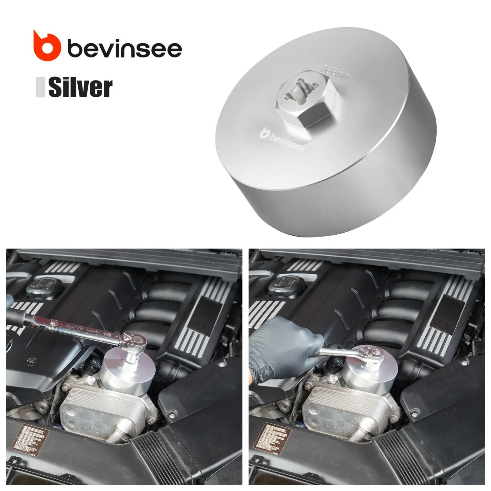 

BEVINSEE Oil Filter Wrench for BMW E90 E91 E92 E93 F30 F31 F34 F10 F11 E60 E61 E70 F15 F25 E83 E81 E82 E87 E88 F20 F21 E84 F22