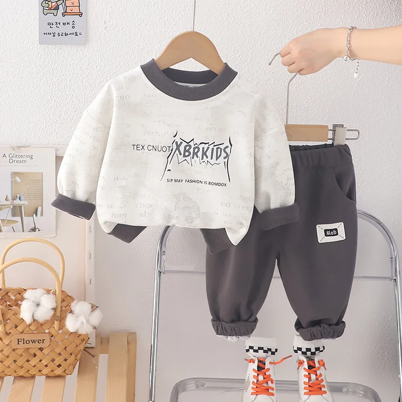 

Toddler Boys Fall Outfits 2024 Autumn Baby Boy Clothes 1 to 5 Year Casual Long Sleeve T-shirts and Pants for Kids Girls Suit Set