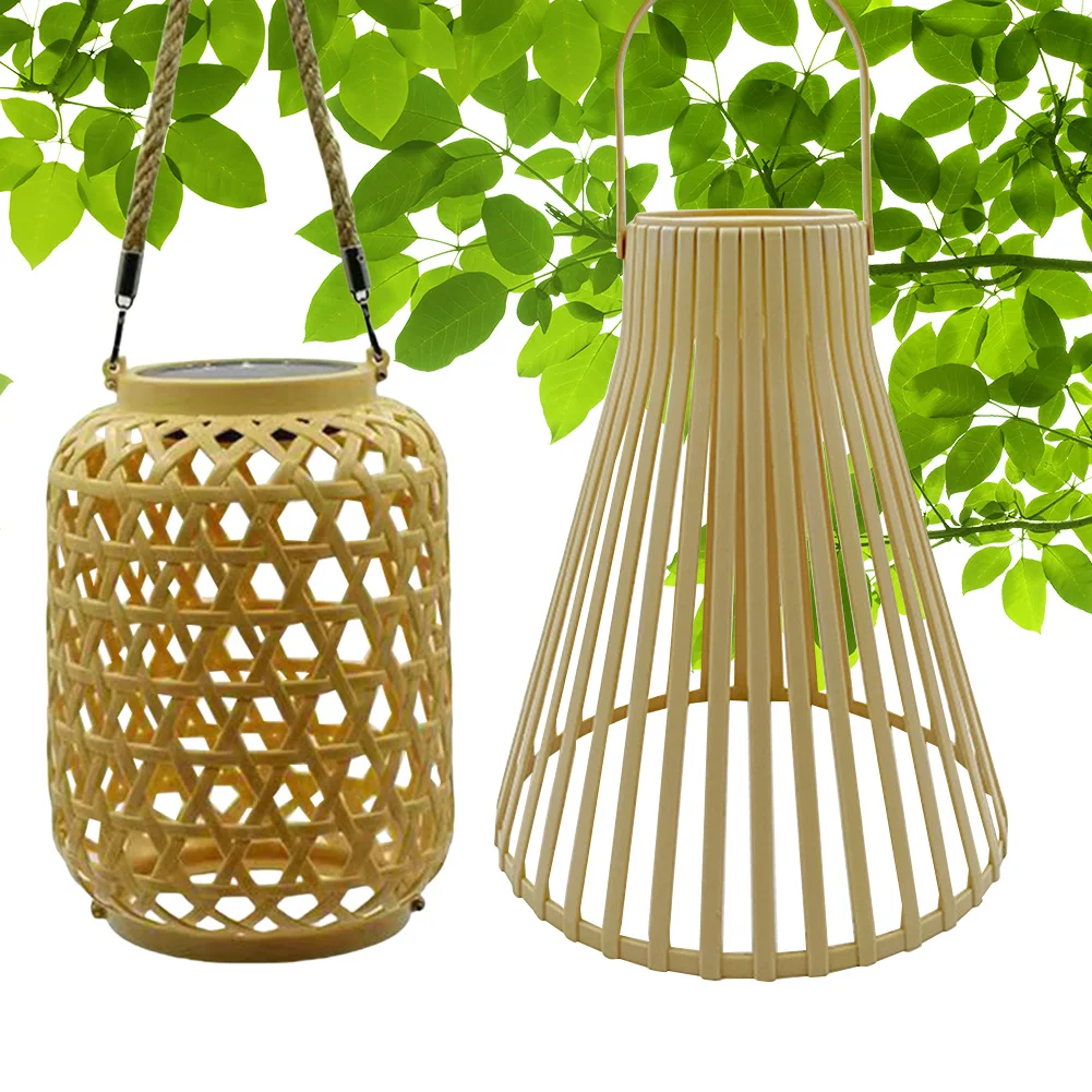 

Outdoor Hanging Light with Handle IP55 Waterproof Natural Rattan Bamboo Hanging Solar Light for Patio Garden Yard Porch Decor