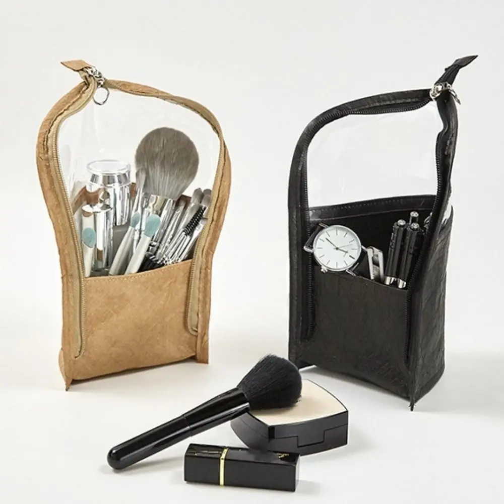 Tragbare wasserdichte Make-up Pinsel Fall mit Reiß verschluss einfachen Stil Kosmetik tasche Wasch speicher große Kapazität Kultur beutel Frauen