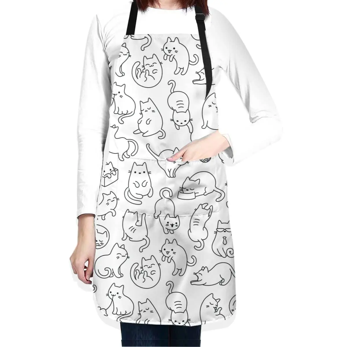 

Cat Apron With Pockets Kitchen Bib Waterproof Stain Resistant Women Men Unisex Adjustable Christmas gift