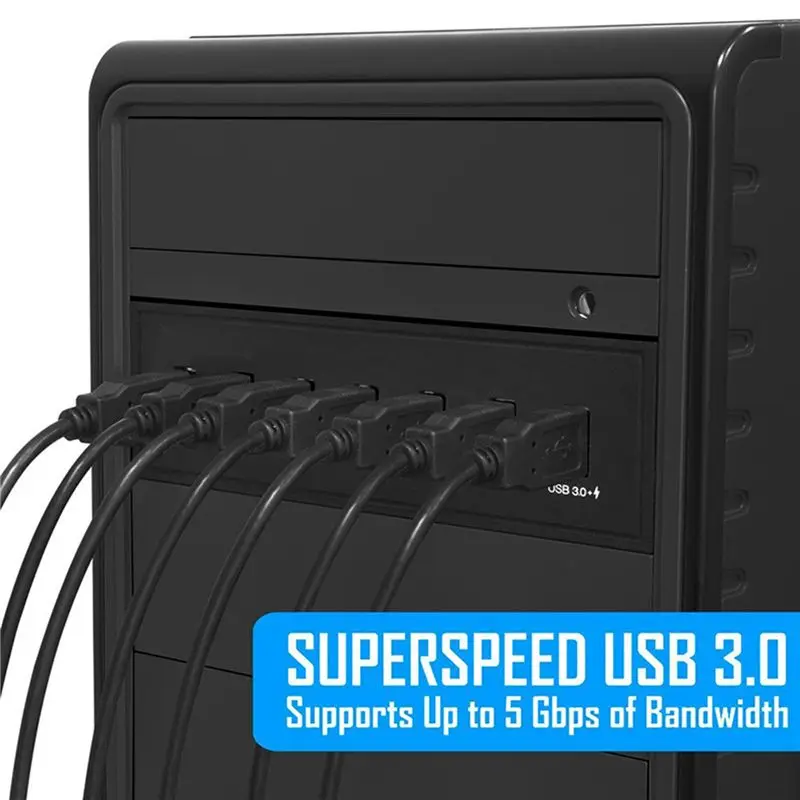 Efficient 5X 7 Port USB 3.0 Hub 5Gbs 5.25Inch CD-ROM Drive Bay CD ROM Front Panel For Computer Case+USB 3.0 19-Pin Header
