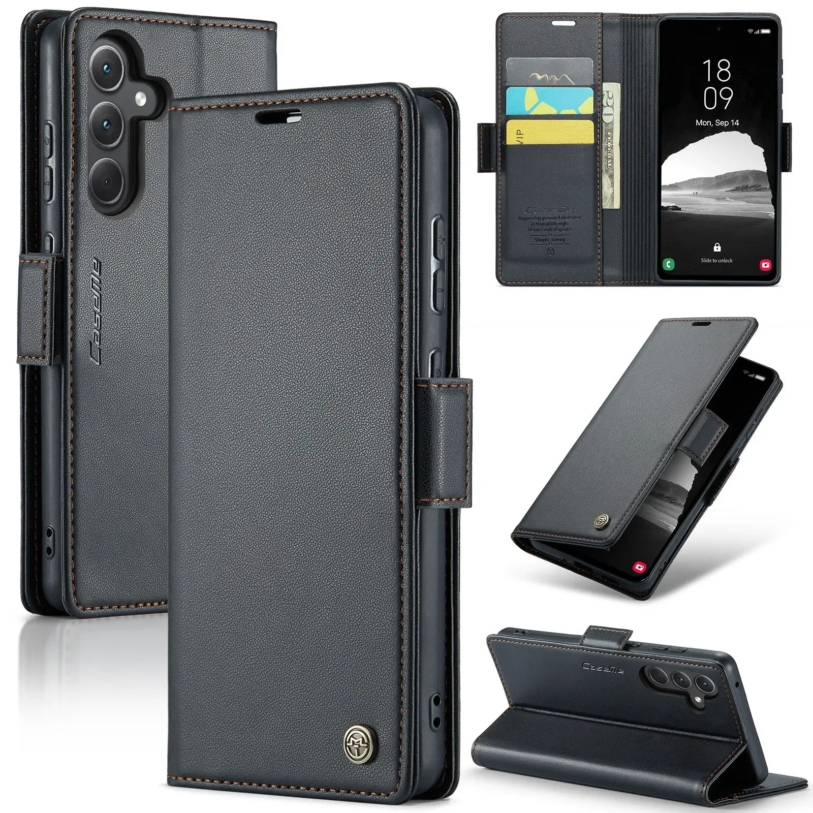 For Samsung Galaxy A55 5G A35 A25 A05S（2024）Wallet Case With Card Holder, RFID Blocking, Durable Leather Kickstand Phone Cover