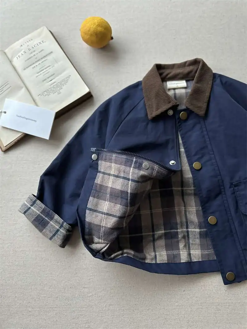 2026 UNITIM Frühling Herbst Kinder Jungen Jacke Kariert mit Taschen Langarm Kleinkind Jungen Oberbekleidung Mantel Kinder Jungen Jacke – Detail 20