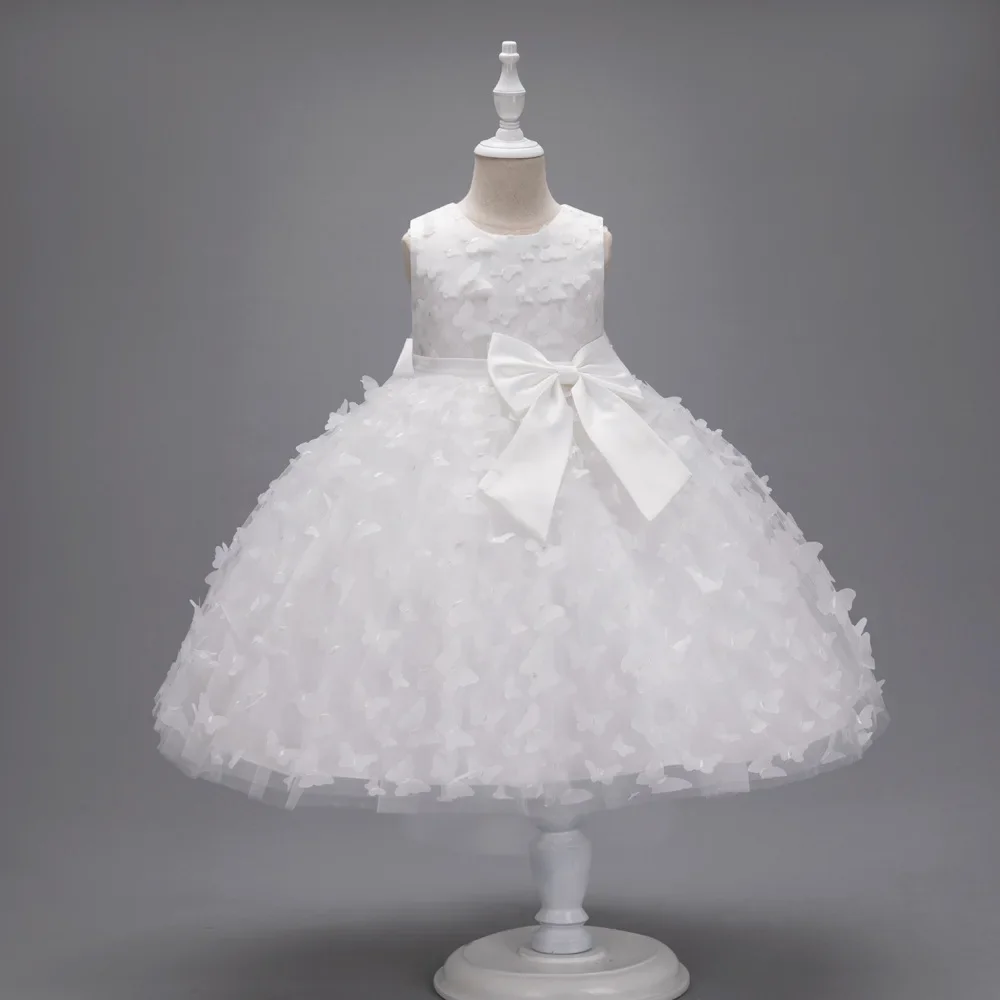 Vestido de Navidad con apliques de mariposa para niñas, vestido elegante de flores para fiesta de boda, vestidos para niñas, vestido de dama de honor para niños de 2 a 10 años