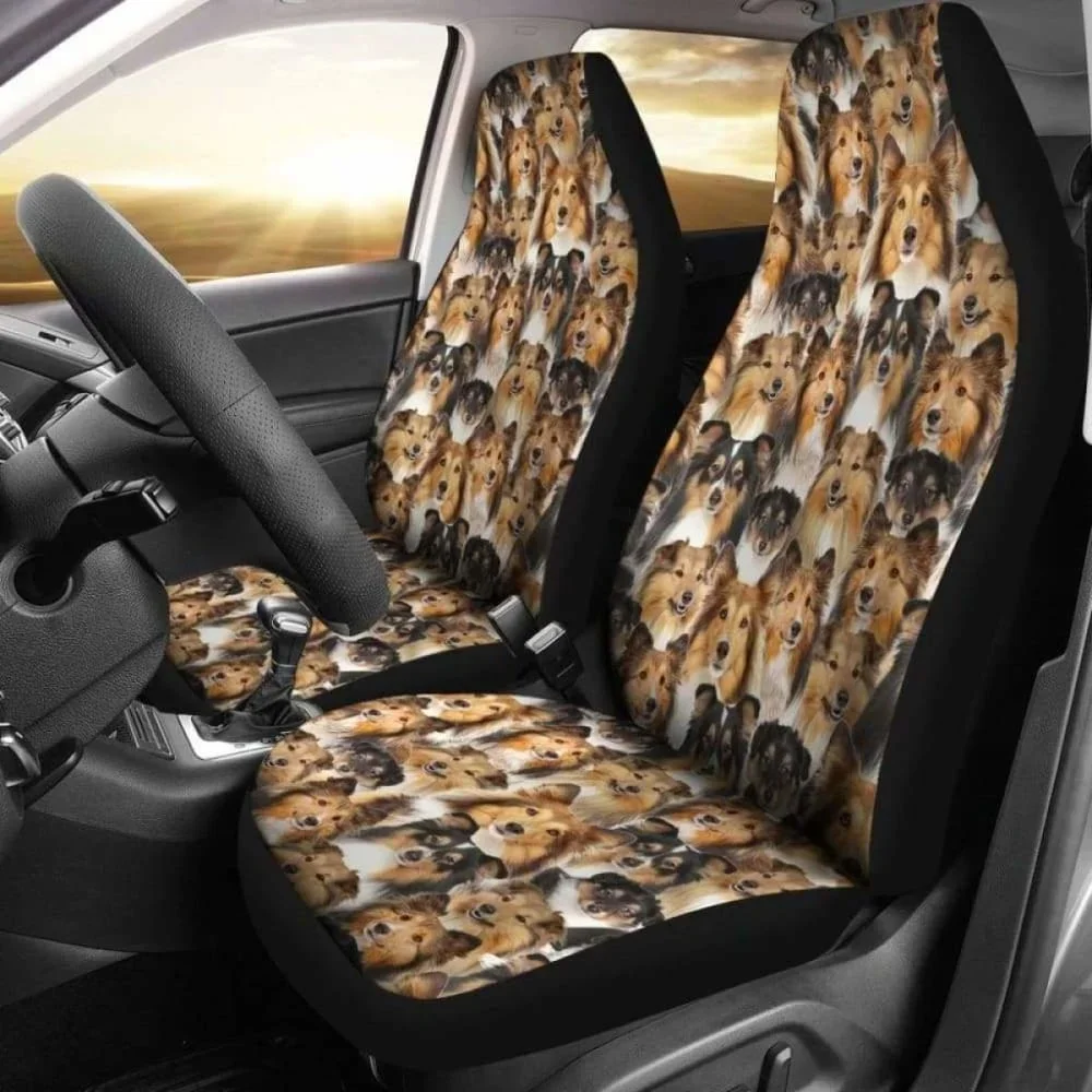 Shetland Sheepdog Full Face Car Seat Covers Pack of 2 Universal Front Seat Protective Cover