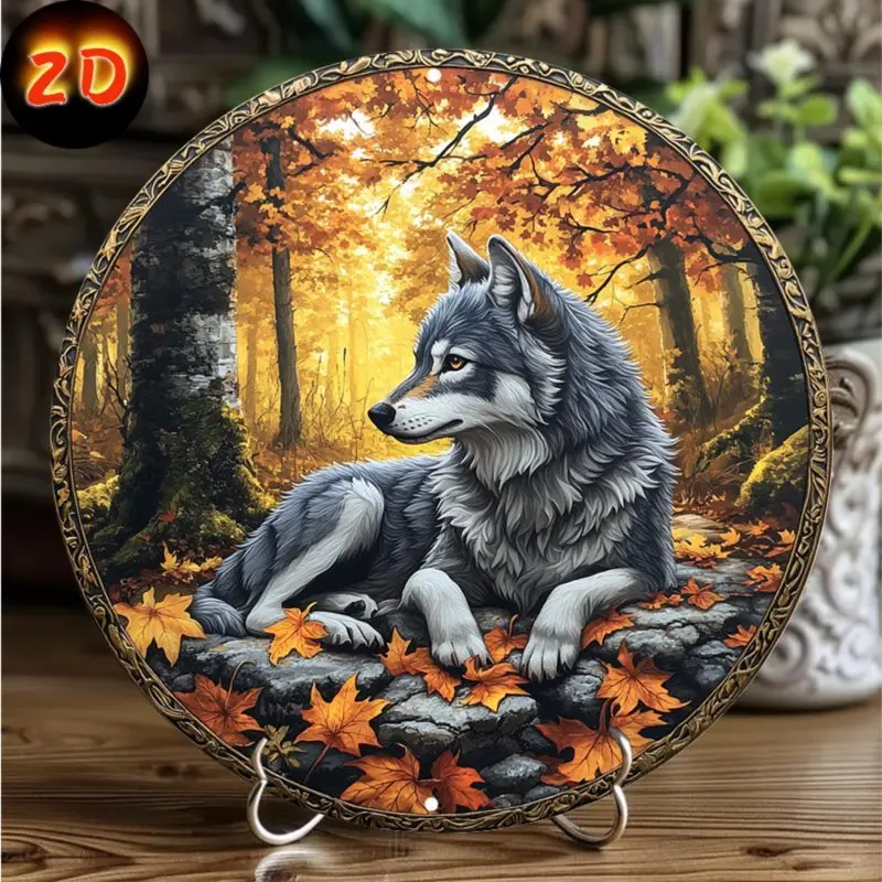 

Charming Grey Wolf Aluminum Wall Art - Perfect for Home, Kitchen, Garden & More - Ideal Christmas & Thanksgiving Decor Gift