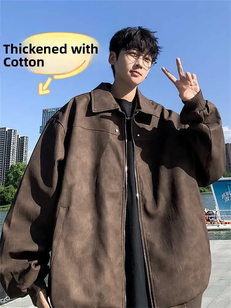 

Кожаная куртка Browan: Мужская модная винтажная куртка в американском стиле, премиум-класса, для парней, крутая, свободного кроя, молодежная.