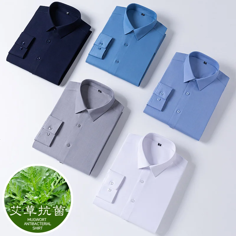 

8XL Mugwort Fiber Work Man Shirt Long Sleeve & short sleeves White Shirt for Man Long Sleeve Business Casual Office Soft Cozy