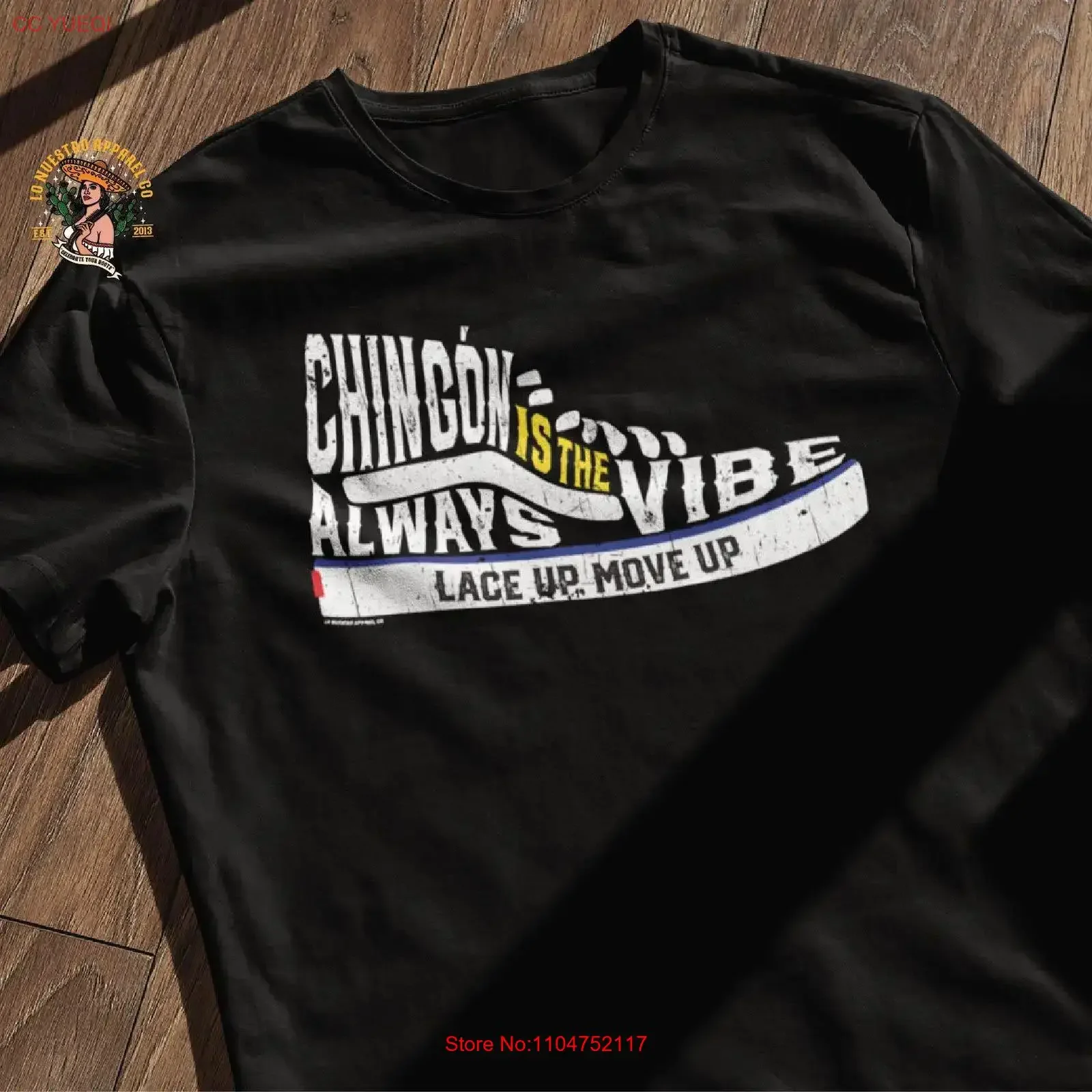 Chingón Is The Vibe T Shirt Calligram Shoe and texT Chicano Style for Men Lowrider Sneakerhead Cotton vintage Washed