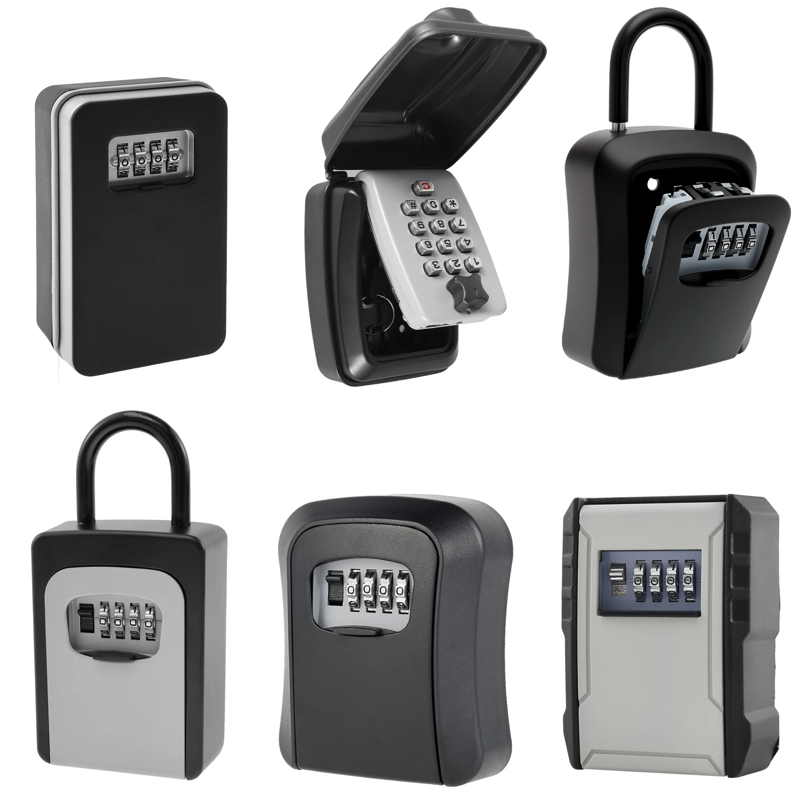 Key Safe 4 Digit Key Box with Code Wall Mounted Waterproof Key Cabinet with Number Code Key Hiding Place for Keys Door Card