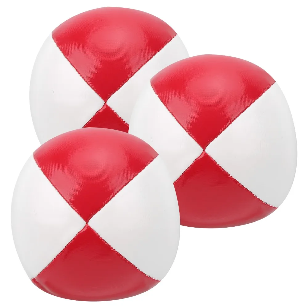 3PCS Ball PU Leather Juggling Balls Red White No Bounce Practice Balls Blue White Footbag Balls Parties