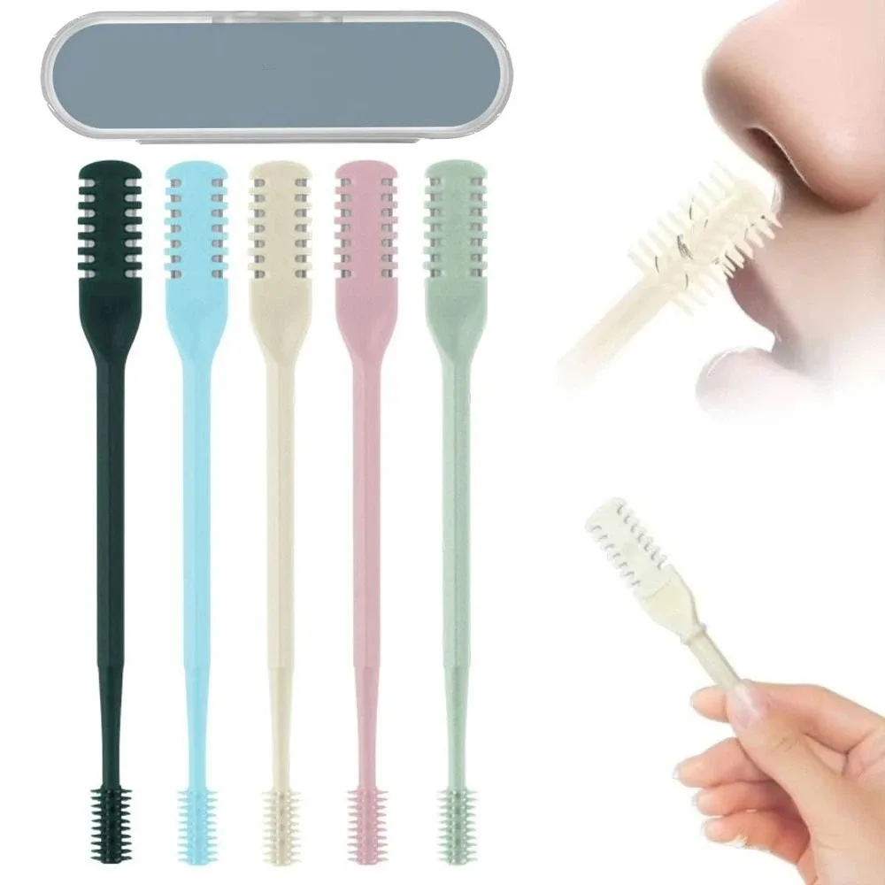 5Pcs Double Head Nose Hair Trimmer 360° Rotating Washable Manual Nose Hair Cutter Safe with Box Nose Hair Clippers Home Use