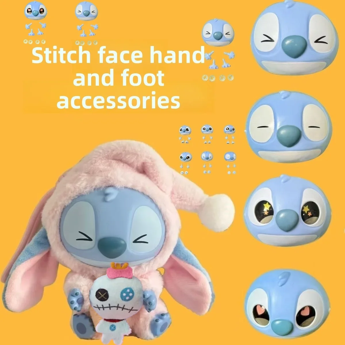 Disney-caja ciega de la serie Lilo Stitch Eat Algo Before Sleep, juguete de vinilo, cara de muñeca, manos y pies, accesorios de juguete DIY, regalo