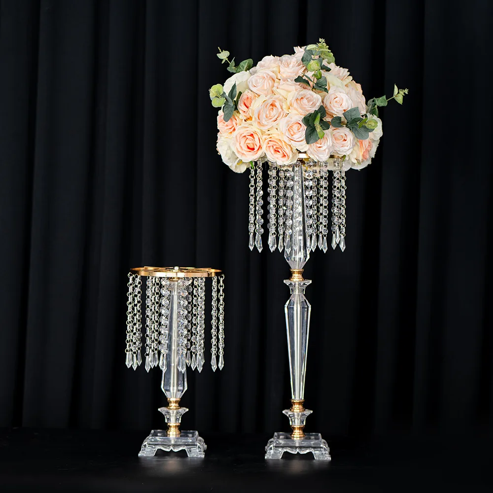 Acrylic crystal flower stand wedding fashion decoration props wedding hotel table flower festival road guide flower arrangement