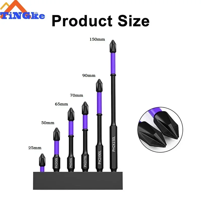 Anti-shock Strong Magnetic Screwdriver Bits D1 High Hardness Batch Head Non-slip Impact Driver Bit Sets for Power Drilling Tools