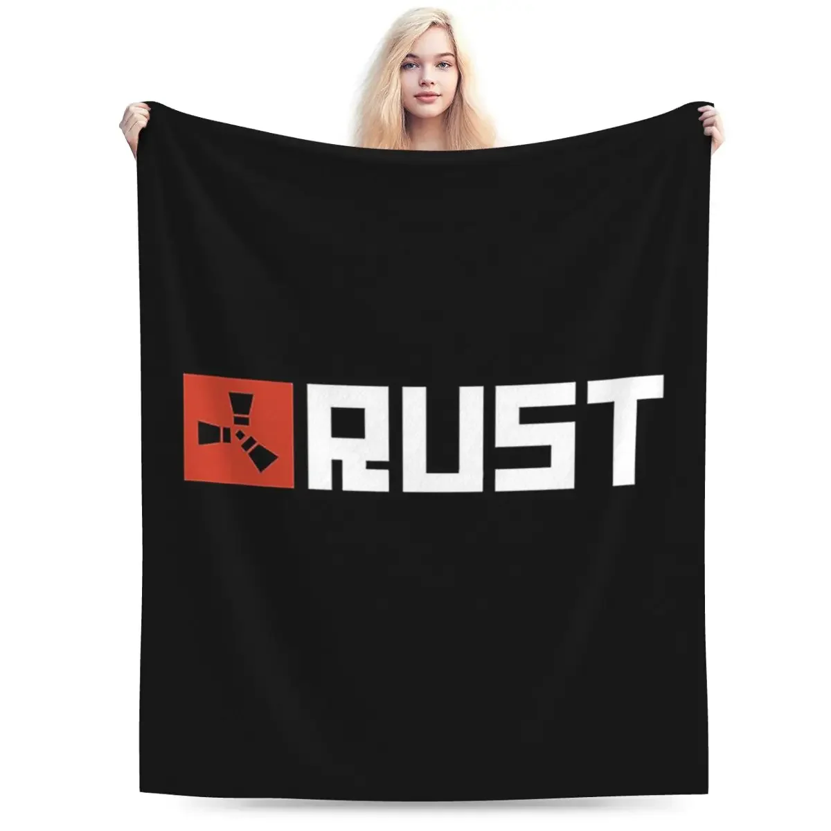 Rust Game Logo Blanket Soft Warm Flannel Throw Blanket Cover for Bed Living room Picnic Travel Home Couch