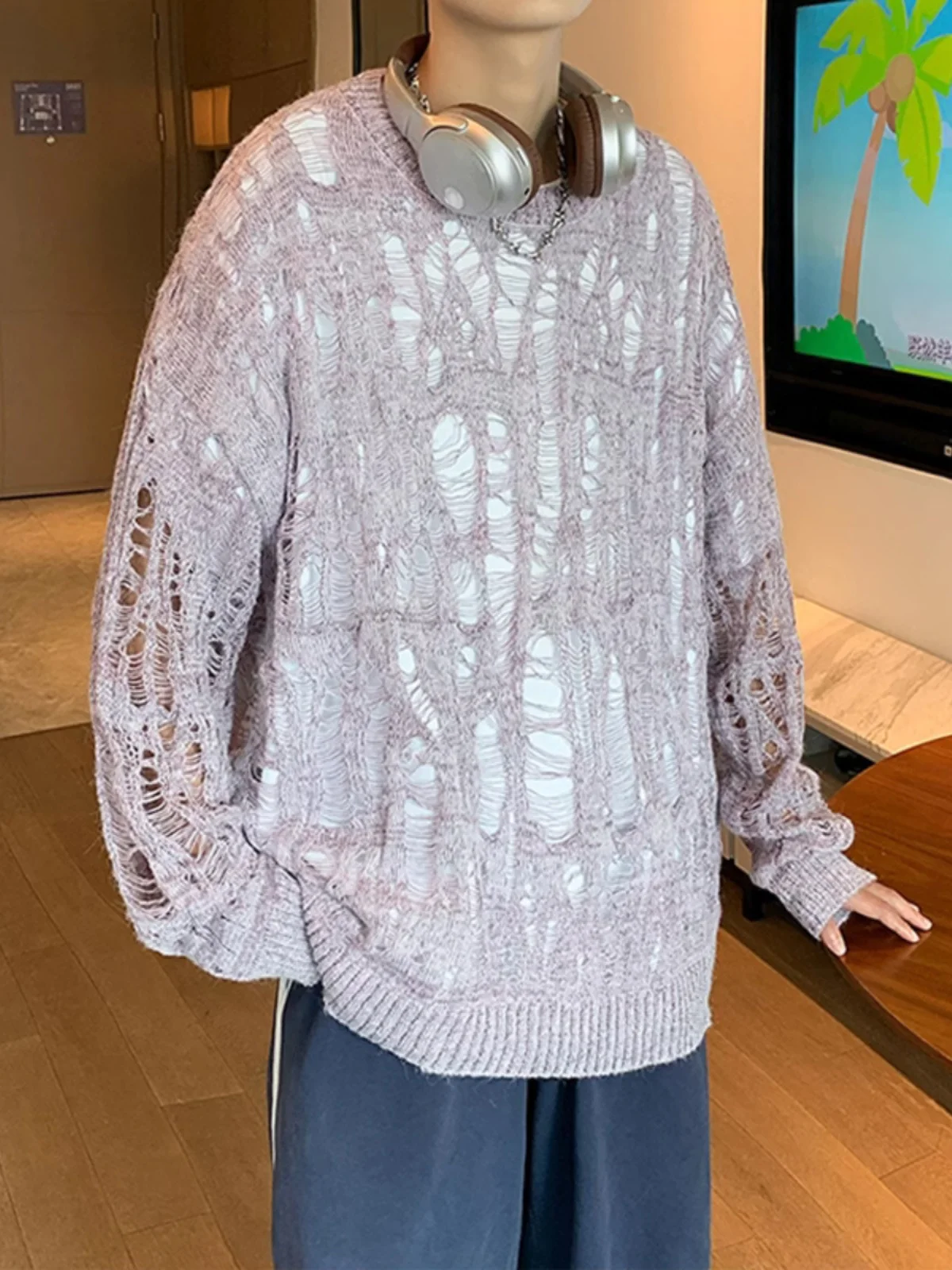 

Slim Fit Long Sve round Ne Knitted irt Men's Sle Lightweight Vintage Design Early Autumn New Arrival T-irt for Youth