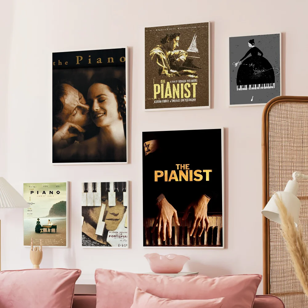 Retro Piano Pianist Movie Movie Sticky Posters Fancy Wall Sticker For Living Room Bar Decoration Vintage Decorative Painting