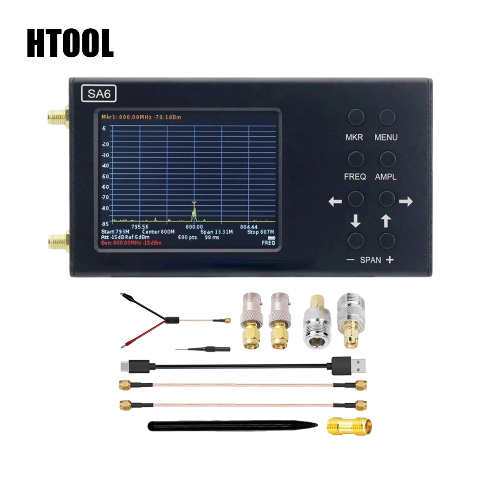 

HTOOL SA6 Spectrum Analyzer 6GHz 35-6200 MHz Signal Generator Provide PC Software Measuring Radio Signals Direction Compass