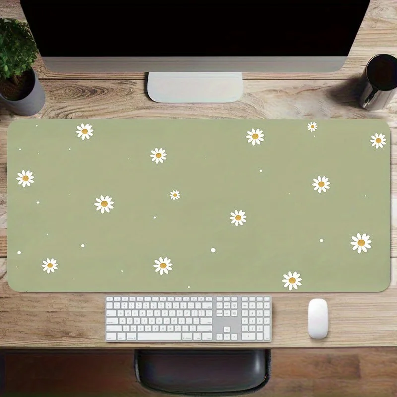 

Daisy Floral Extended Desk Pad Non-Slip Rubber Mouse Pad Cute Design Oversized Mat for Office Home