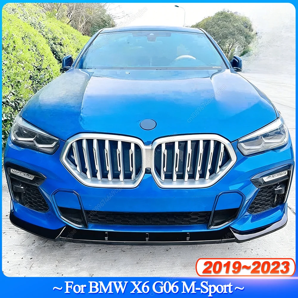 

For BMW X6 G06 M-Sport M50i M50d xDrive30d xDrive40i 2019-2023 Front Bumper Splitter Lip Spoiler Diffuser Black Bodykits Tuning