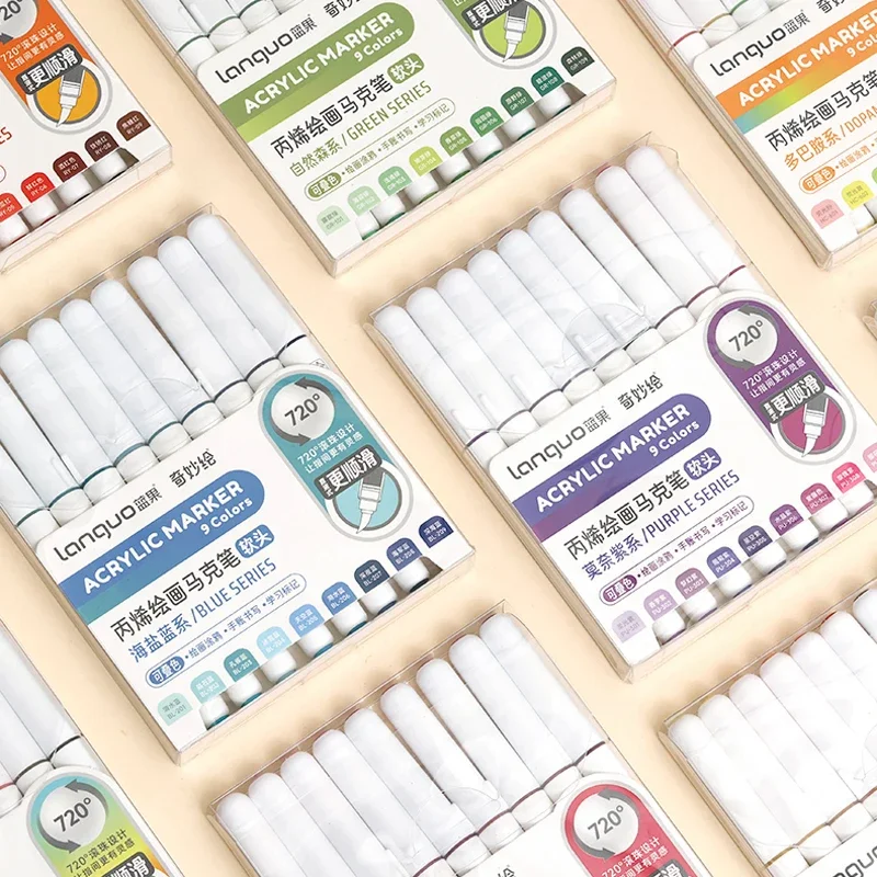 

9 Colors/Set Acrylic Paint Art Marker Pen DIY Graffiti Drawing Pens For Notebook Diary Writing Painting Stationery