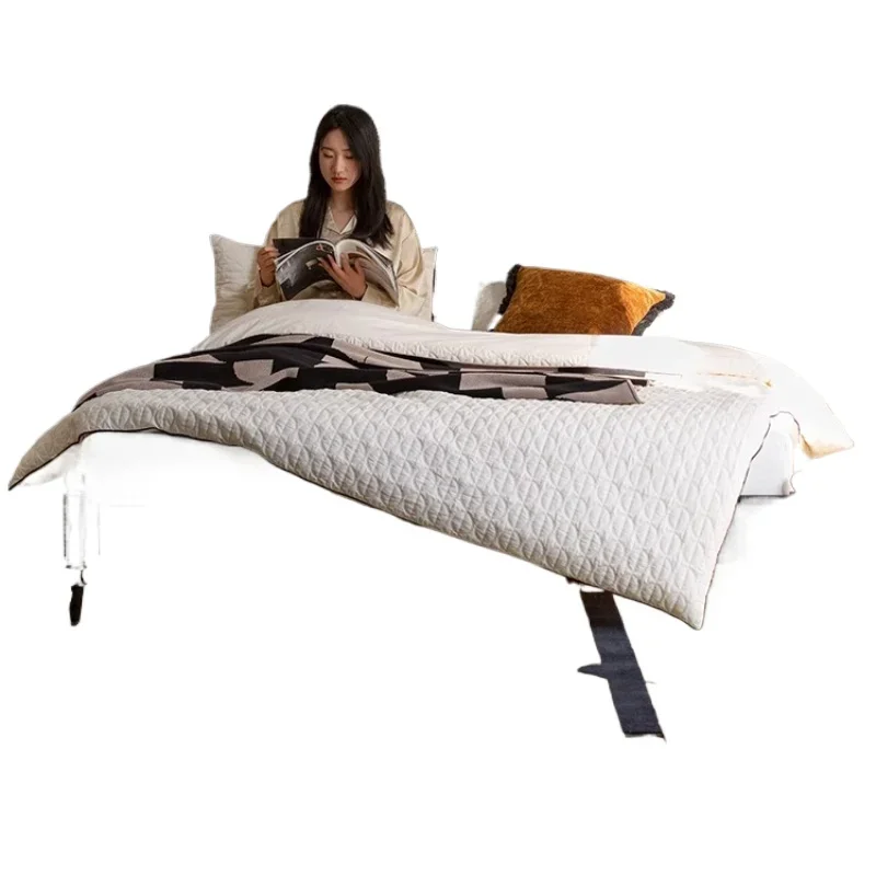 

French retro solid wood bed all solid wood double bed American soft bag medium antique master bedroom large fabric bed