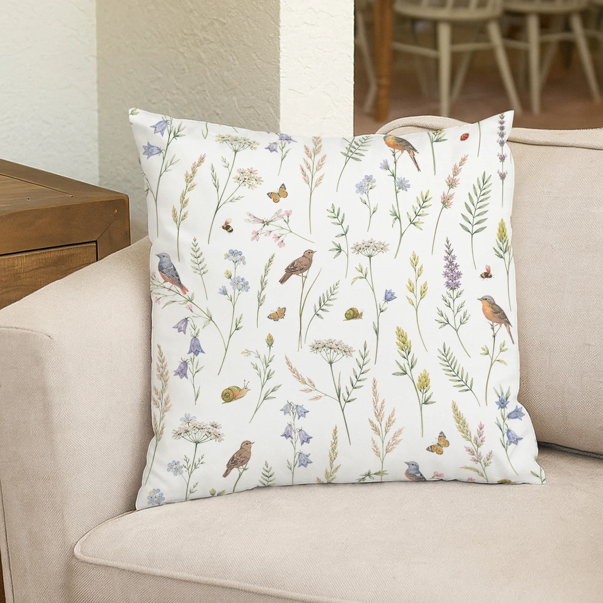 Nautical Themed Polyester Pillow Cover - Marine Elements Printed Cushion Case for Home Sofa Bedroom Decor, No Insert Included