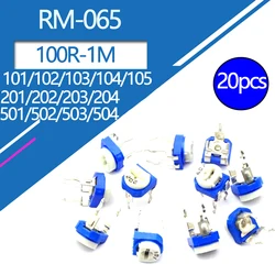 20pcs RM065 101 102 103 104 105 201 202 203 204 501 502 503 504 Ohm Trimpot Trimmer Potentiometer Variable Resistor 100R RM-065