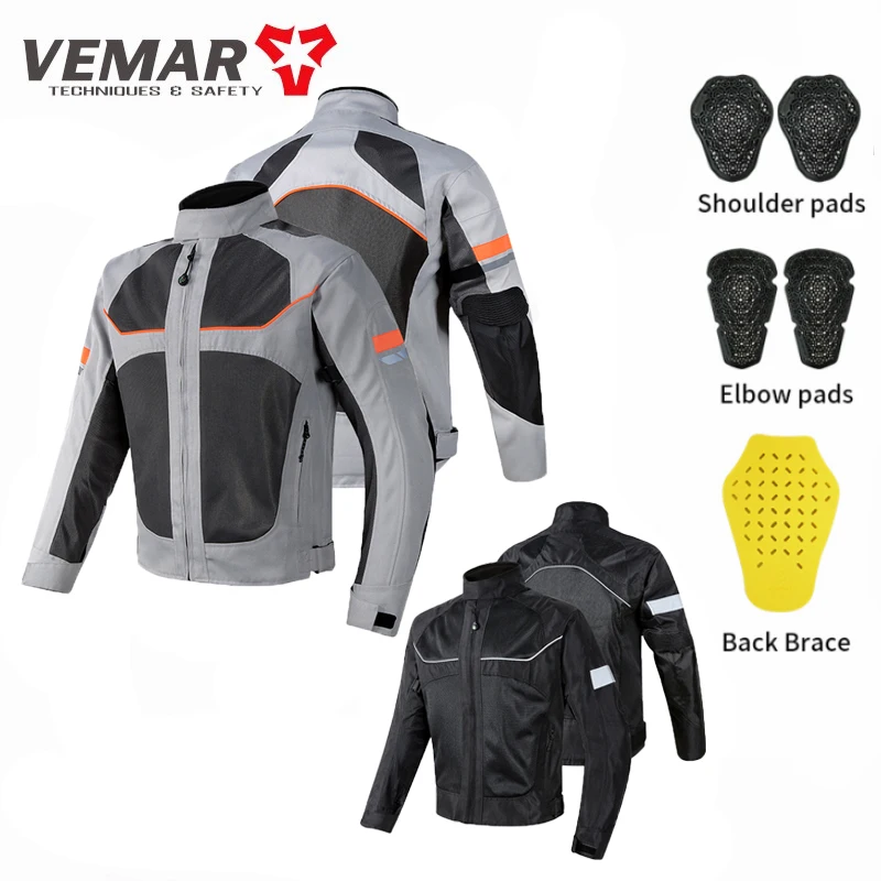 

Vemar Summer Rider Clothes Motorcycle Jacket Men Motocross Off Road Racing Moto Protective Gear Reflective Oxford Coat Motorbike