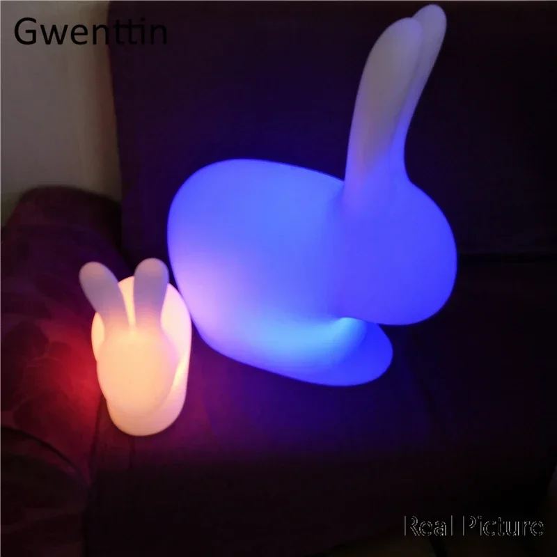 RGB 16 Colors Big Rabbit Night Light Home Decor Outdoor Lawn Lamp LED Remote Control Fixture Bedroom Bedside Chair Children Gift