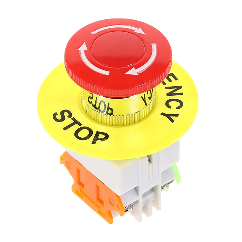 Industrial Connector Mushroom E-Stop Push Button Switch 1NO 1NC AC660V 10A Self Latching for Machinery Lift Elevator