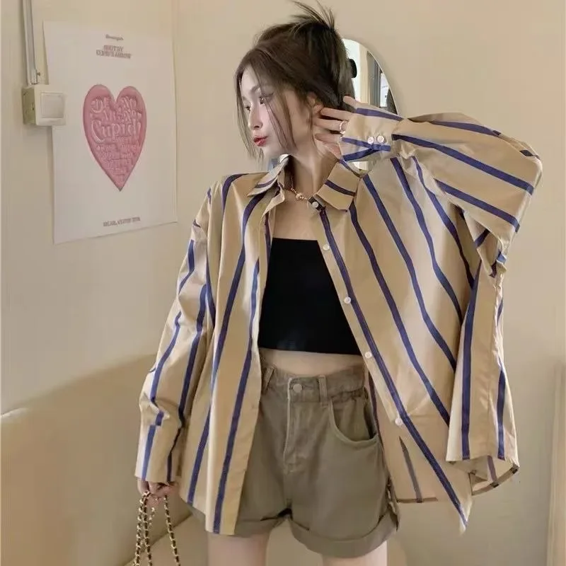 Lapel Commuting Little Fresh Shirts & Blouses For Women Korean Reviews Clothes Novelty Woman Top 2024 Sale Of Xxl Premium