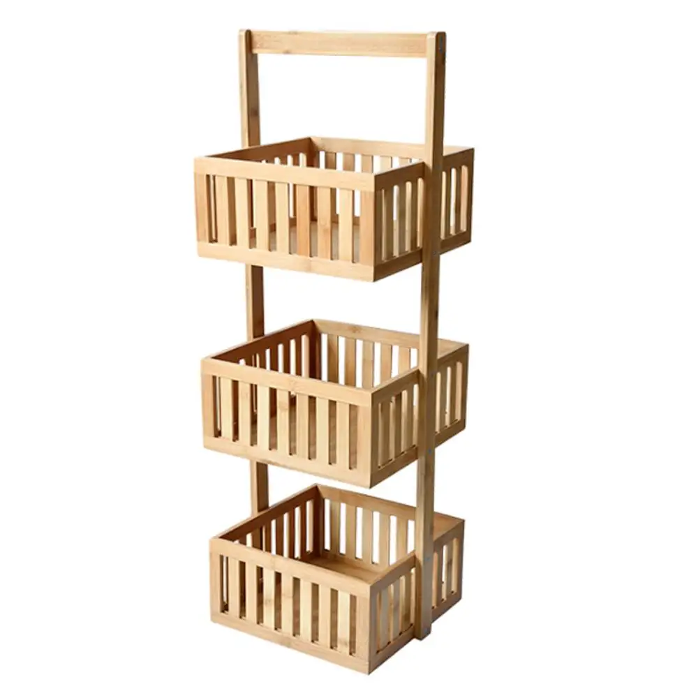 Bamboo ribed Bookcase 3 floors-Oikos