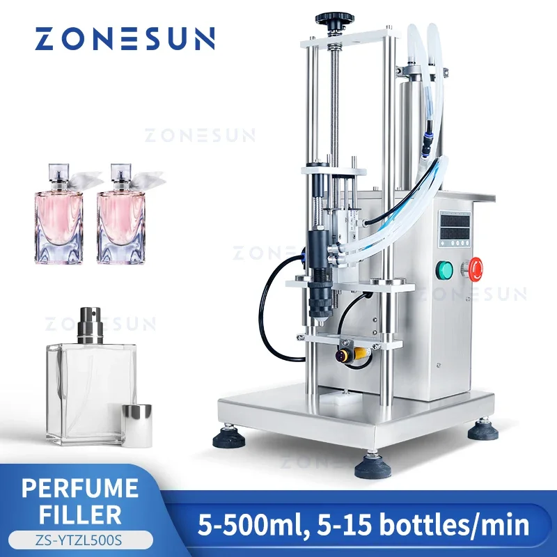 ZONESUN Perfume Filling Machine Bottle Liquid Cologne Fragrance Scent Vial Beverage Manual Vacuum Pneumatic ZS-YTZL500S