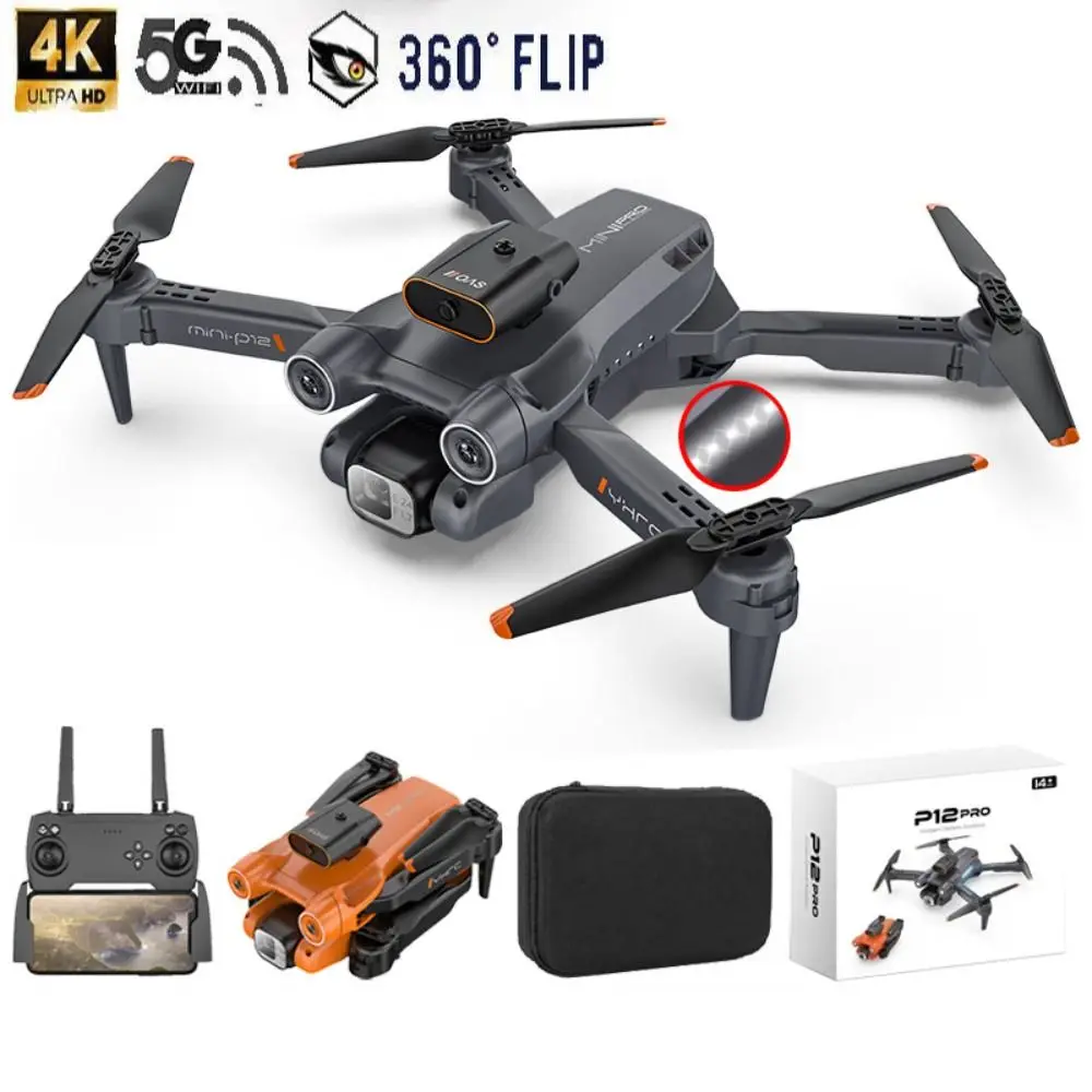 

New P12 Mini Drone 4K HD FPV Dual Camera Aerial Photography Folding Quadcopter Obstacle Avoidance Optical Flow RC Quadcopter