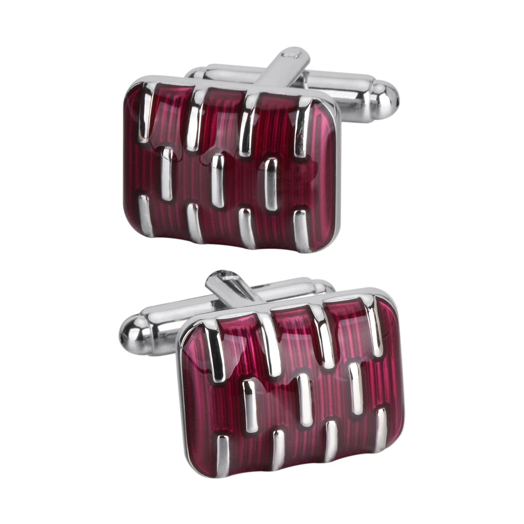 High Quality Square Red Enamel Cufflinks for Mens Bussiness Gift Copper Material Buttons Jewelry