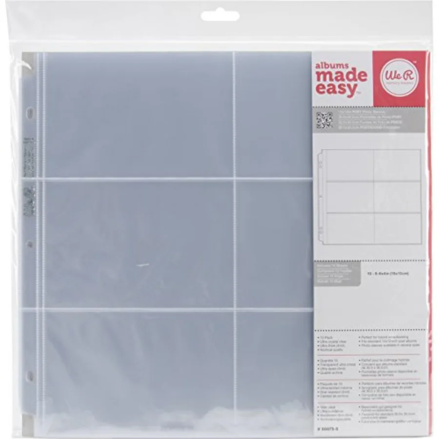 

We R Post Bound Photo Sleeves 12"X12" 10/Pkg-Six 4"X6" Pockets