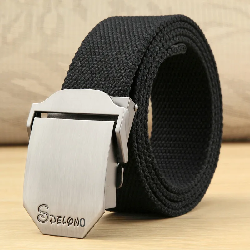 2026 New Design Black Belt Men Canvas Smooth Buckle Automatic Simple Korean Personality Young Students  Training Wholesale