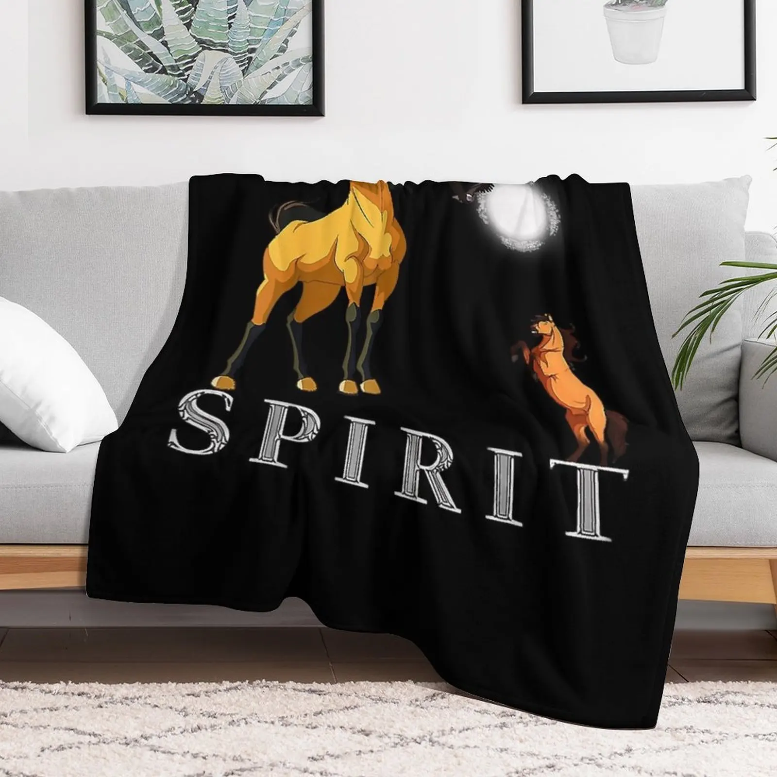 Spirits Stallions of the Cimarrons Premium T-Shirt Throw Blanket